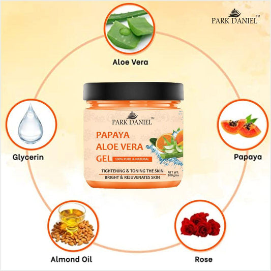 Park Daniel Papaya & Aloe Vera Extract Gel For Skin Tightening, Toning, Brightening and Rejuvenates 100 grams