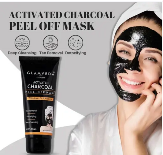 Glamveda Activated Charcoal Peel Off Mask 60 gm (Pack Of 1) | Acne & Blackhead Removal | Oil Control & Skin Brightening | For All Skin Types |